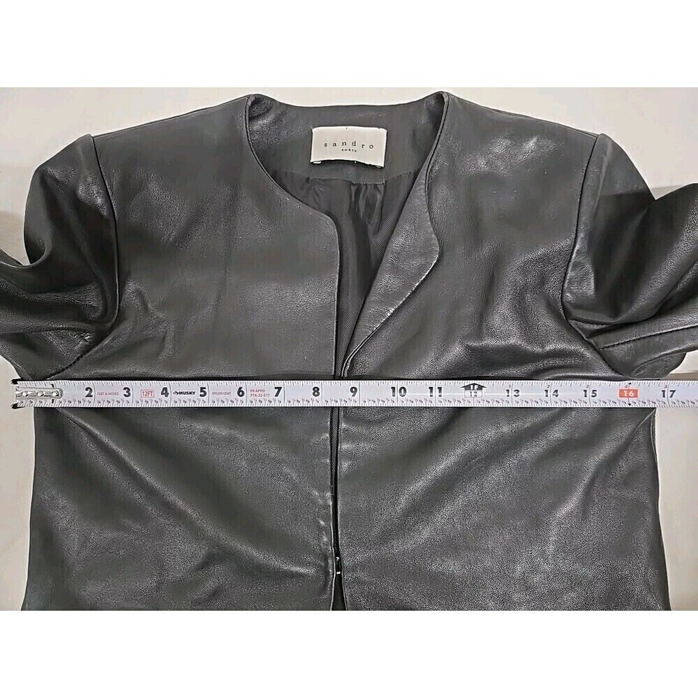SANDRO PARIS Moto Jacket Lamb Leather‎ Black Women’s Size 1 /US Size 4 SMALL - Picture 9 of 12